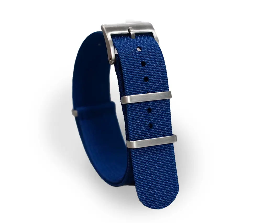 Blue Ballistic Ribbed Nylon Watch Strap