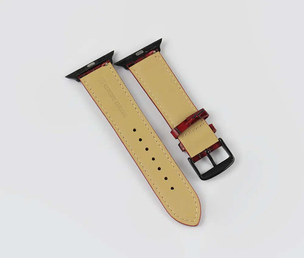 Red Crocodile Leather Apple Watch Band