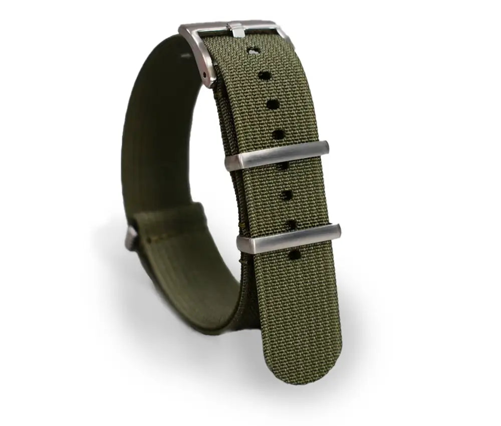 Green Ballistic Ribbed Nylon Watch Strap