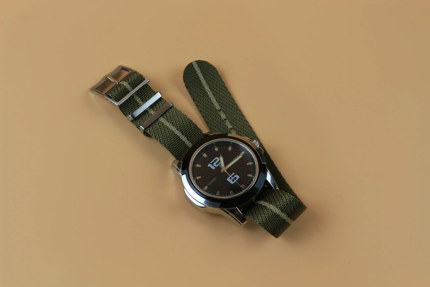 Green Single-Pass Nylon Watch Strap 20/22mm