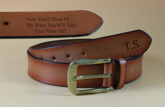 Personalised Brown Leather Belt for Men