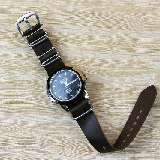 brown leather nato watch strap