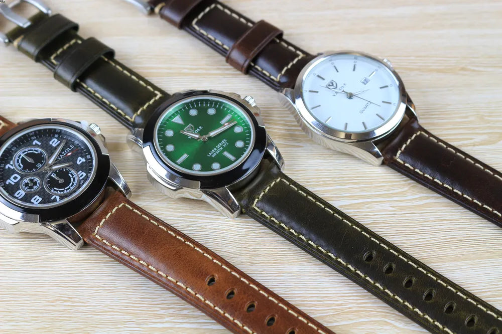 leather watch strap in rown , red and dark brown colour