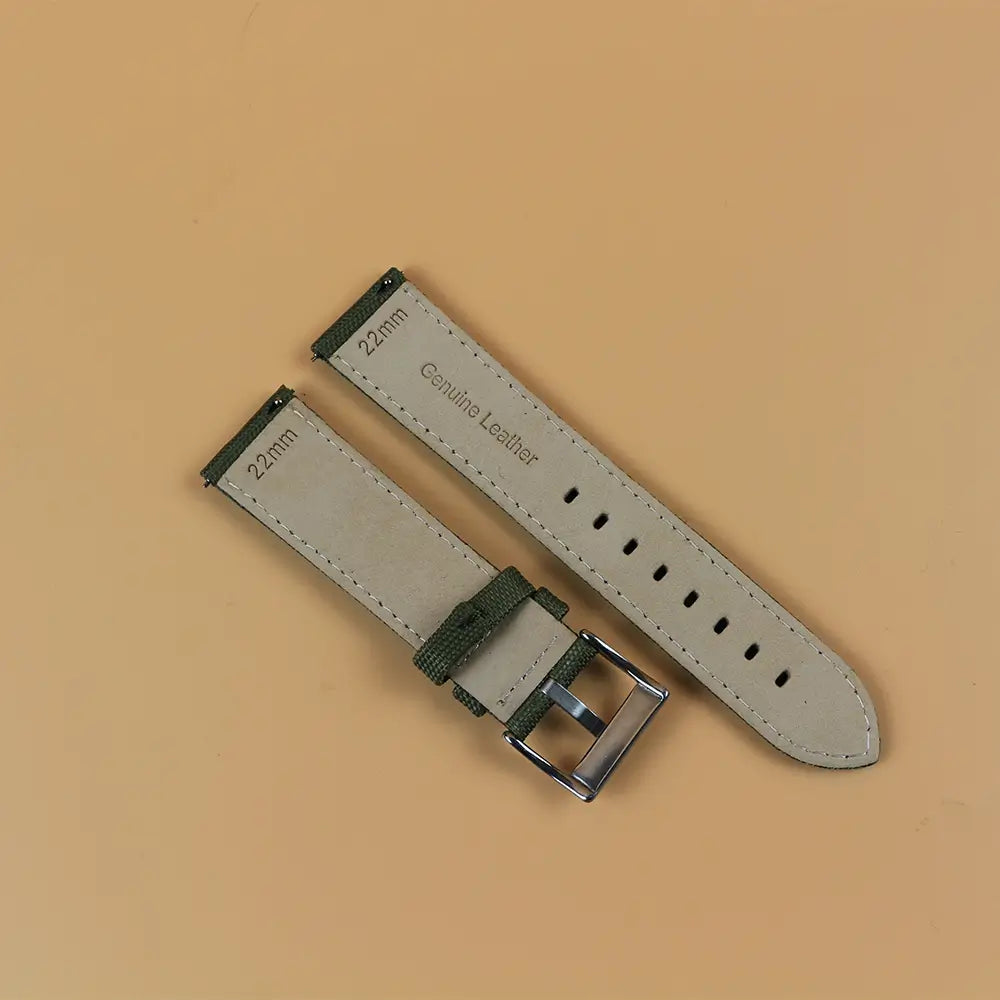 Backside Of Green Sailcloth Watch Strap