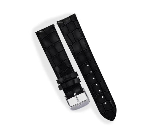 Black Crocodile Leather Watch Strap