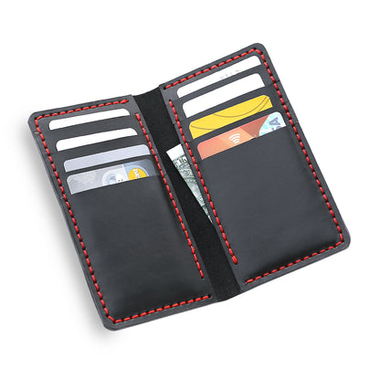 Black Handmade Long Wallet Opened