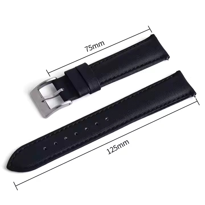 Black Sailcloth Watch Strap Measurements