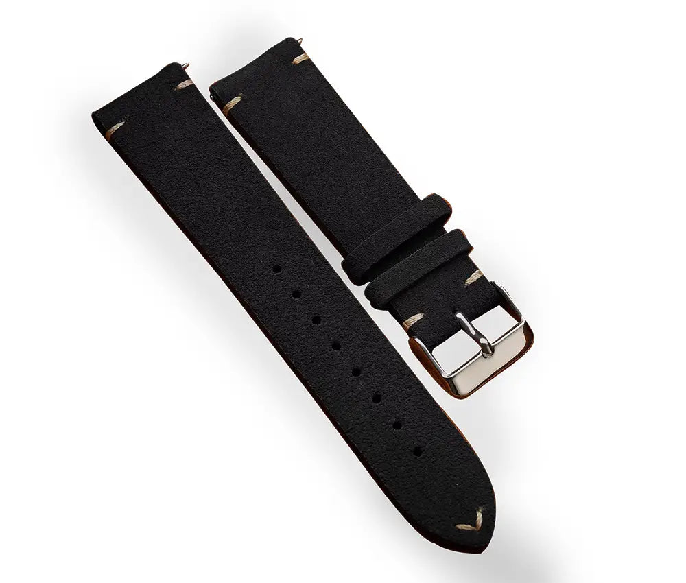 Vintage Black Suede Watch Strap