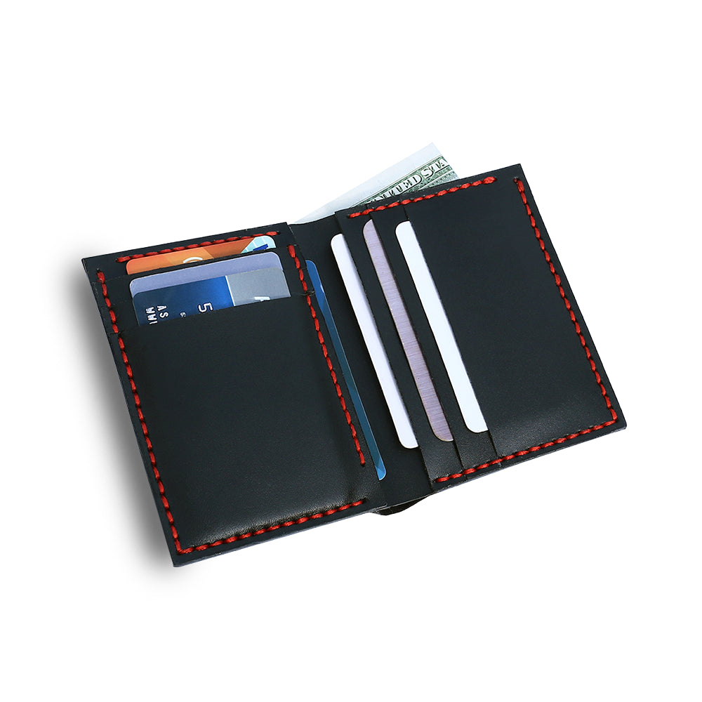 Black Handmade Wallet Opened