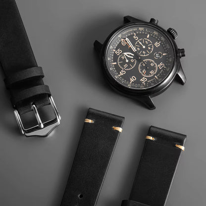Vintage Black Italian Leather Watch Strap