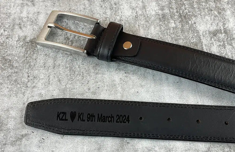 Personalised Black Leather Belt for Men