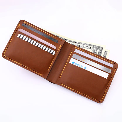 Handmade Brown Bifold Wallet Filled