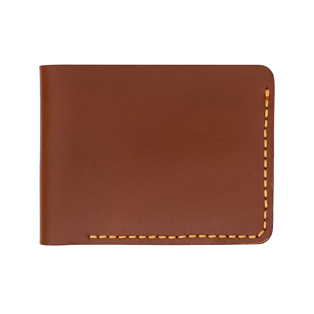 Handmade Brown Bifold Wallet Straight Up