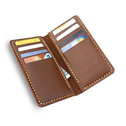 Brown Handmade Long Wallet Opened