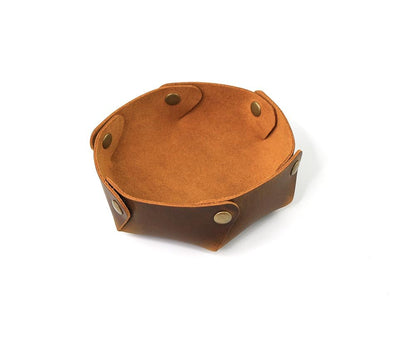 Brown Leather Valet Tray small