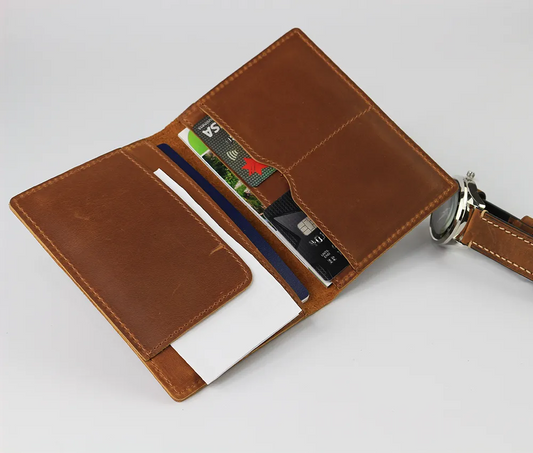 Display of Passport Holder Wallet-Brown