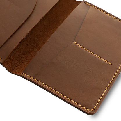 Handmade Brown Passport Holder Close Up