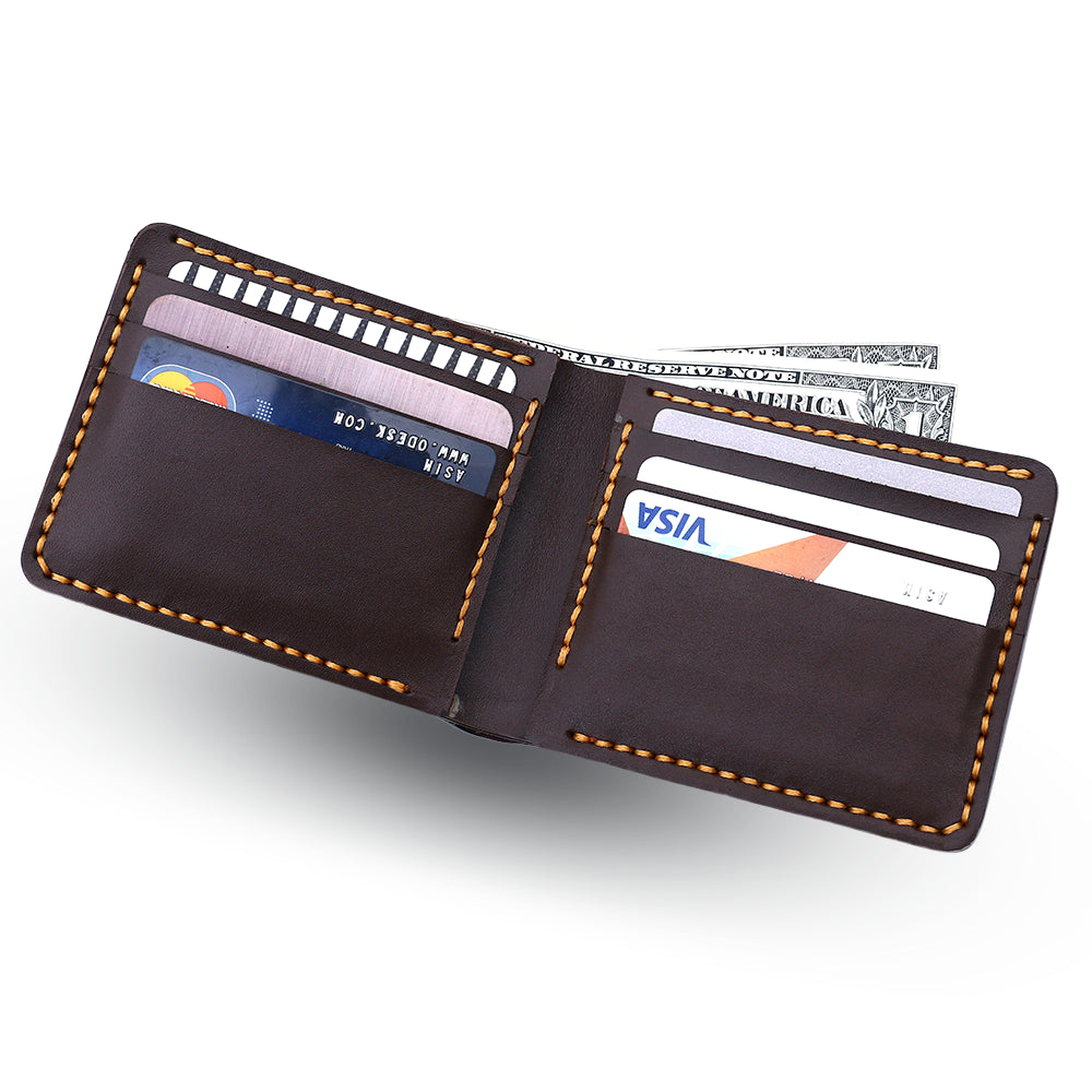 Handmade Black Leather Wallet Men's