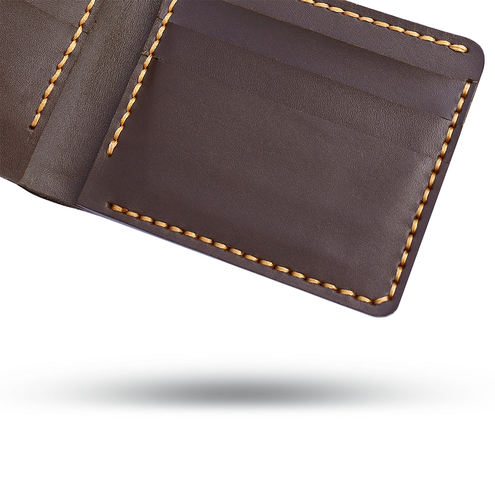 Handmade Dark Brown Bifold Wallet Floating