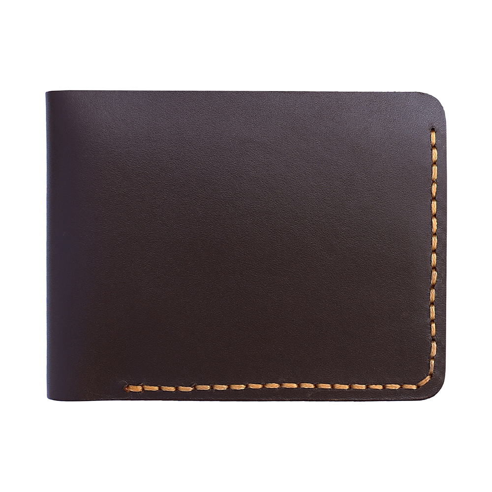 Front View of dark brown leather wallet for men