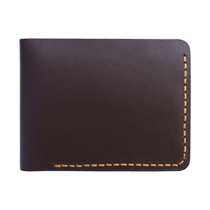 Front View of dark brown leather wallet for men