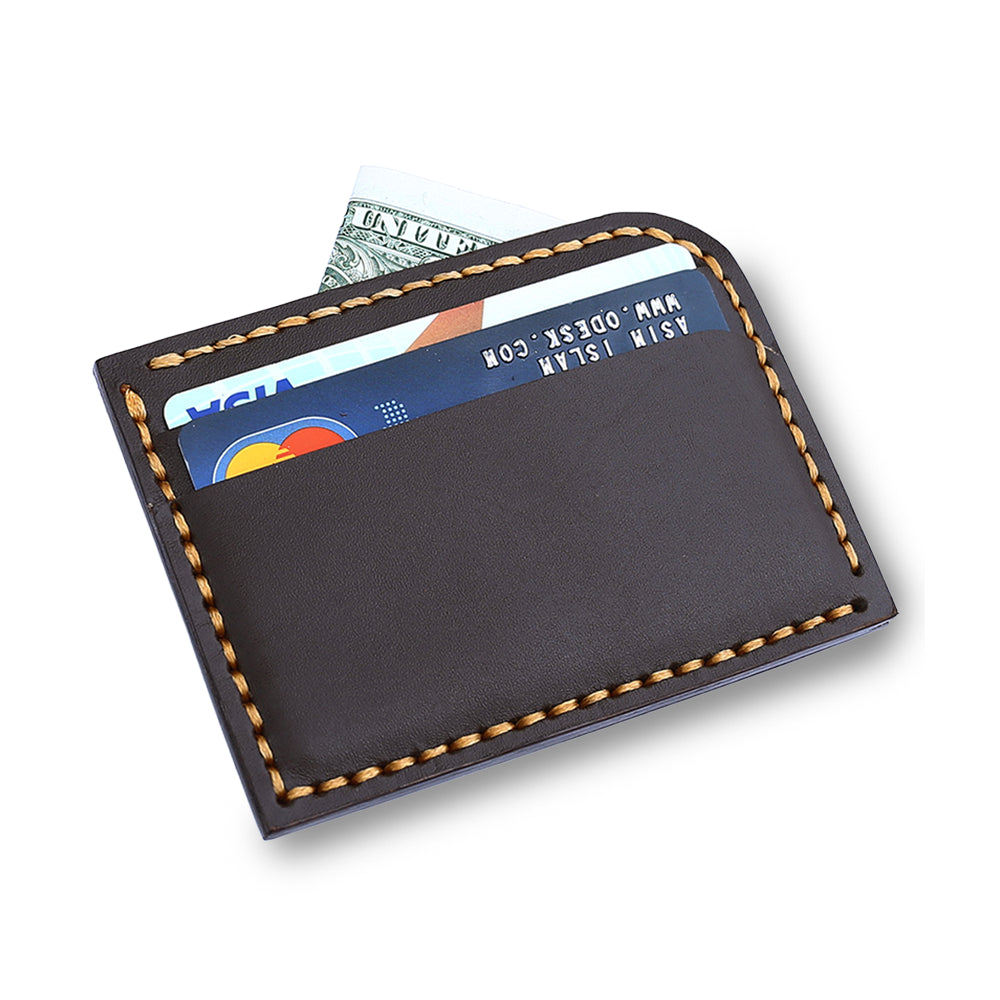 Dark Brown Handmade Card Holder Filled
