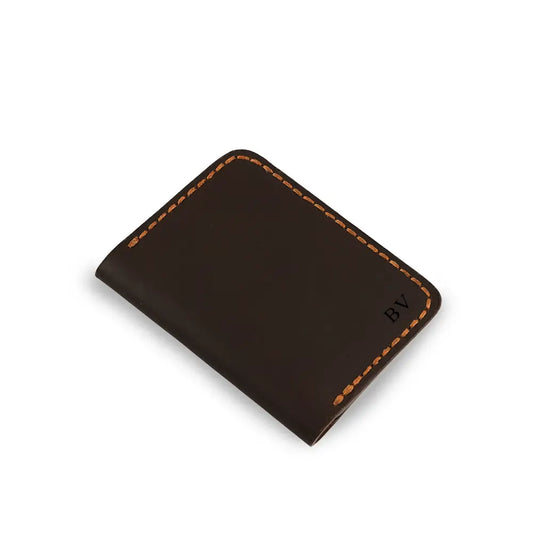 Dark Brown Card Holder Wallet with Cash Pocket