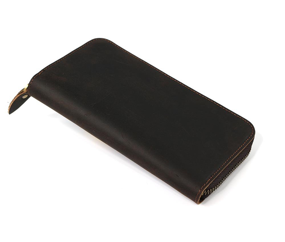Women's Zip Wallet Dark Brown