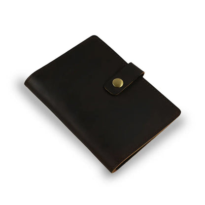 Dark Brown Passport Holder With Button Closure