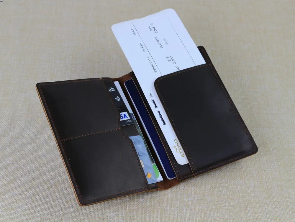 Display of Mens Travel Wallet Dark Brown