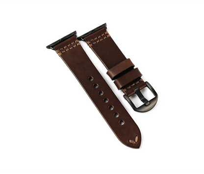 Dark Brown Vegetable Tanned Leather Apple Watch Band