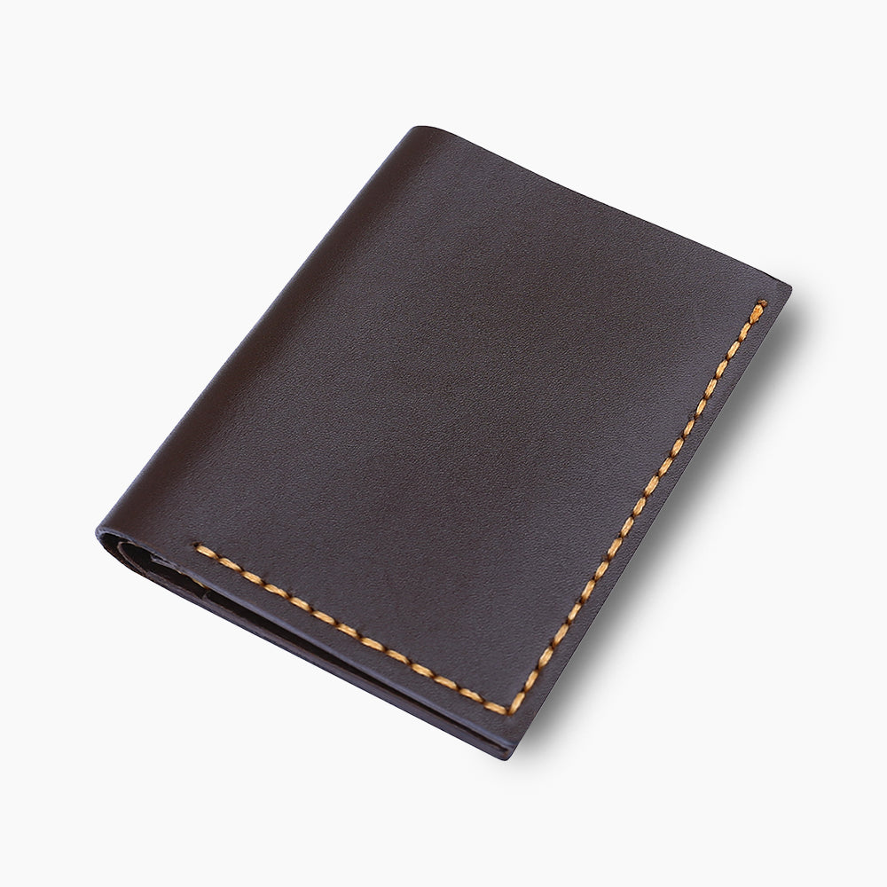 Dark Brown Handmade Wallet On Angle