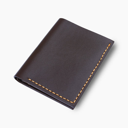 Dark Brown Handmade Wallet On Angle