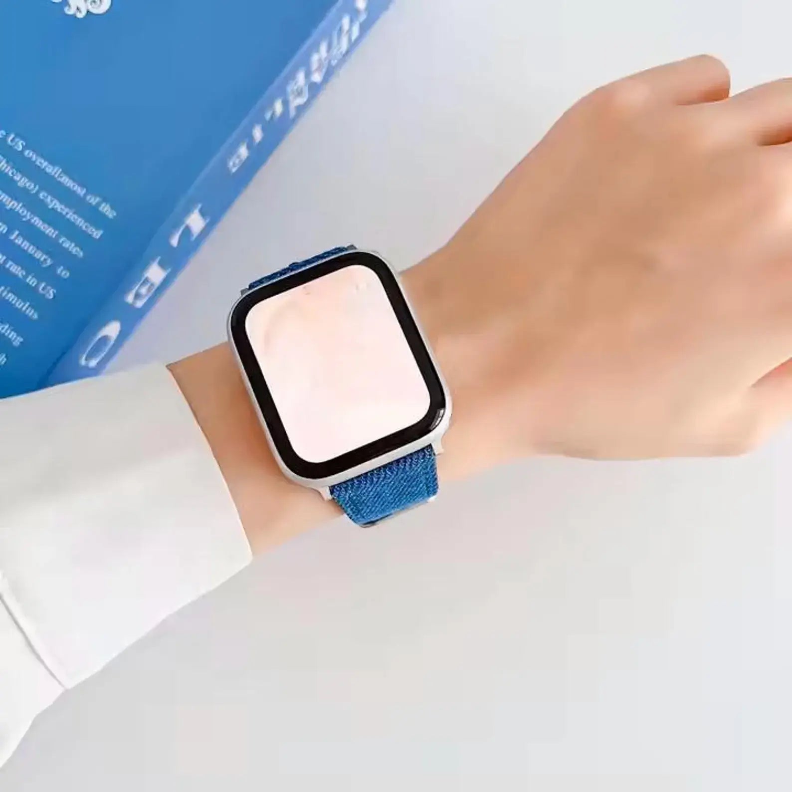 Denim Apple Watch Band With Watch