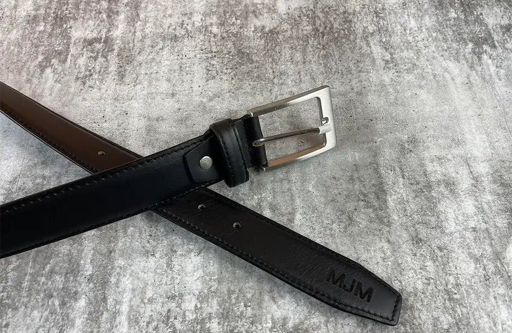 Mens Black Belt formal with Silver Buckle