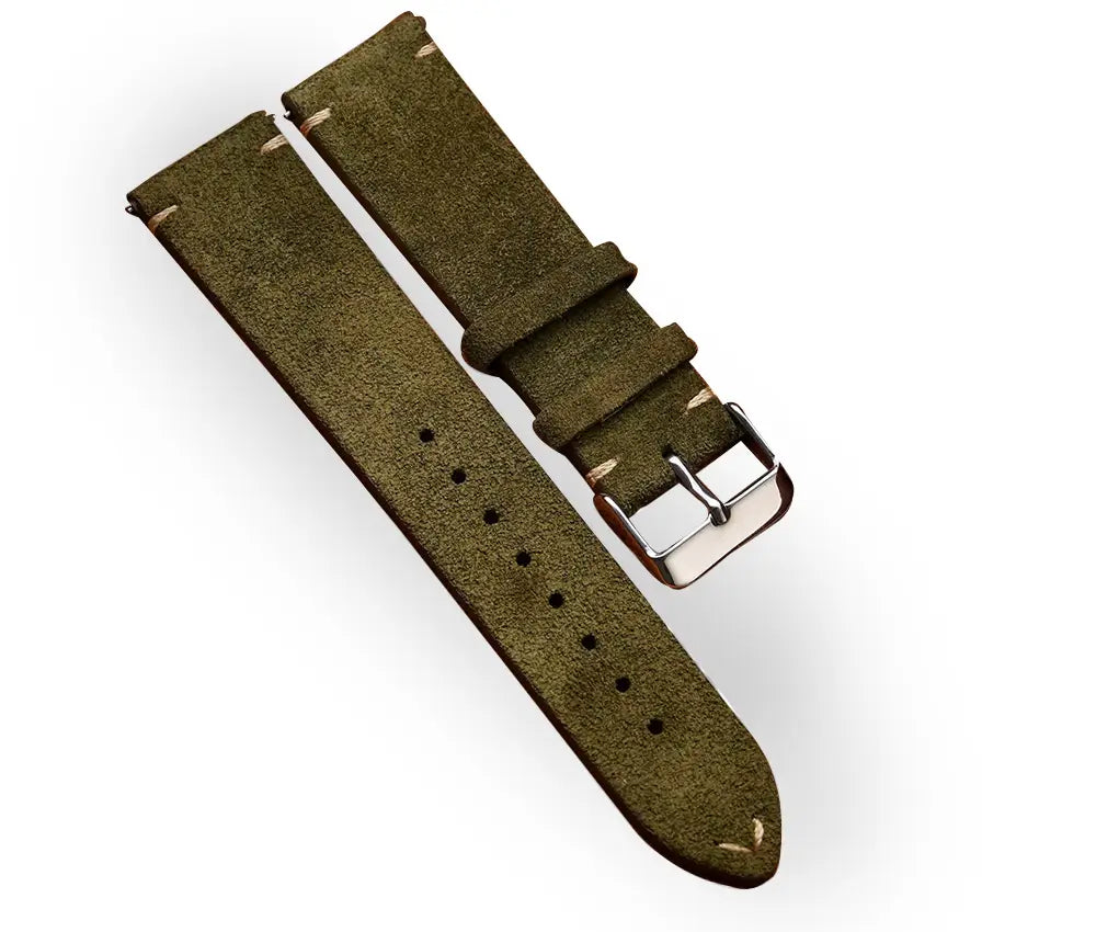 Vintage Military Green Suede Watch Strap