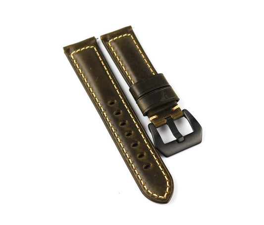 Stylish and functional green watch band crafted from Italian leather. Features a quick-release spring bar and compatibility with Apple Watch. Available in multiple colors and sizes