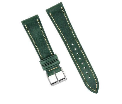 Quick Release Green Leather Watch Strap