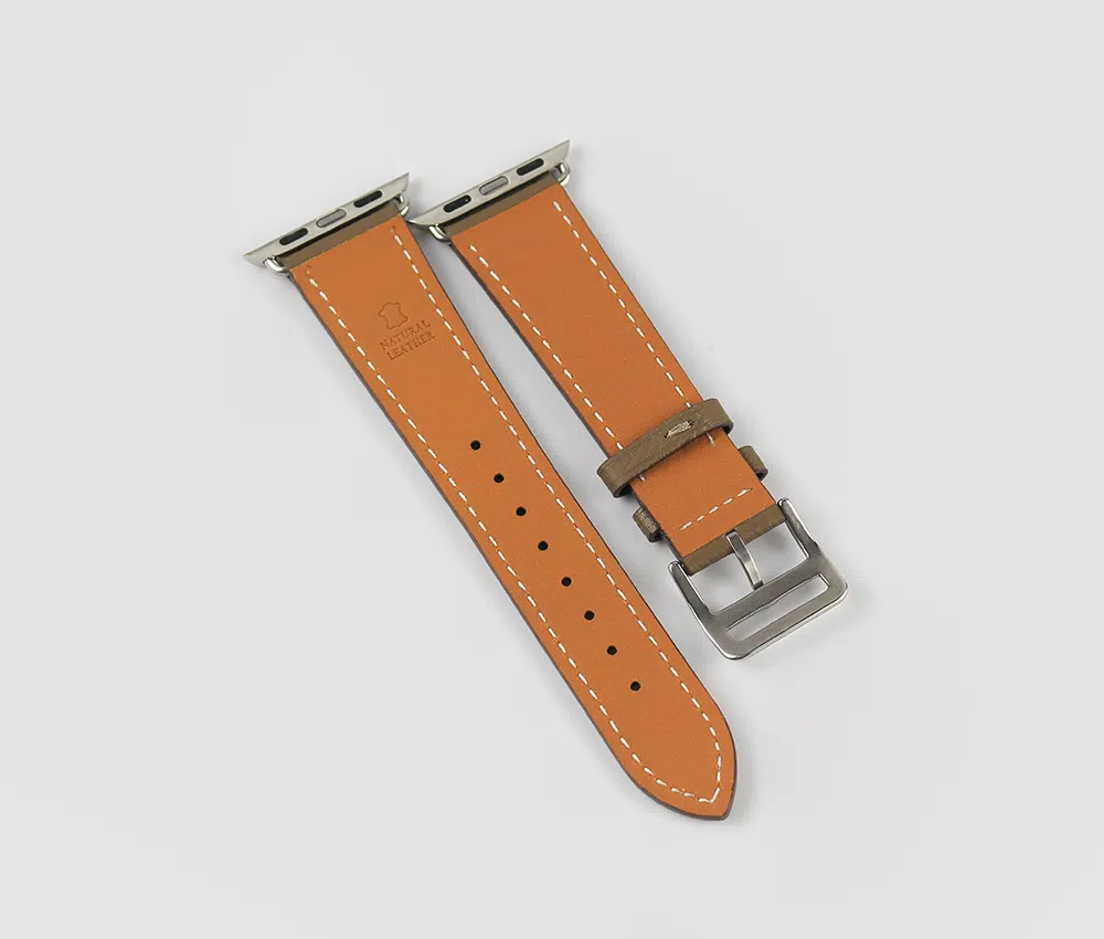 Back side / inside Grey Epsom Leather Apple Watch Band