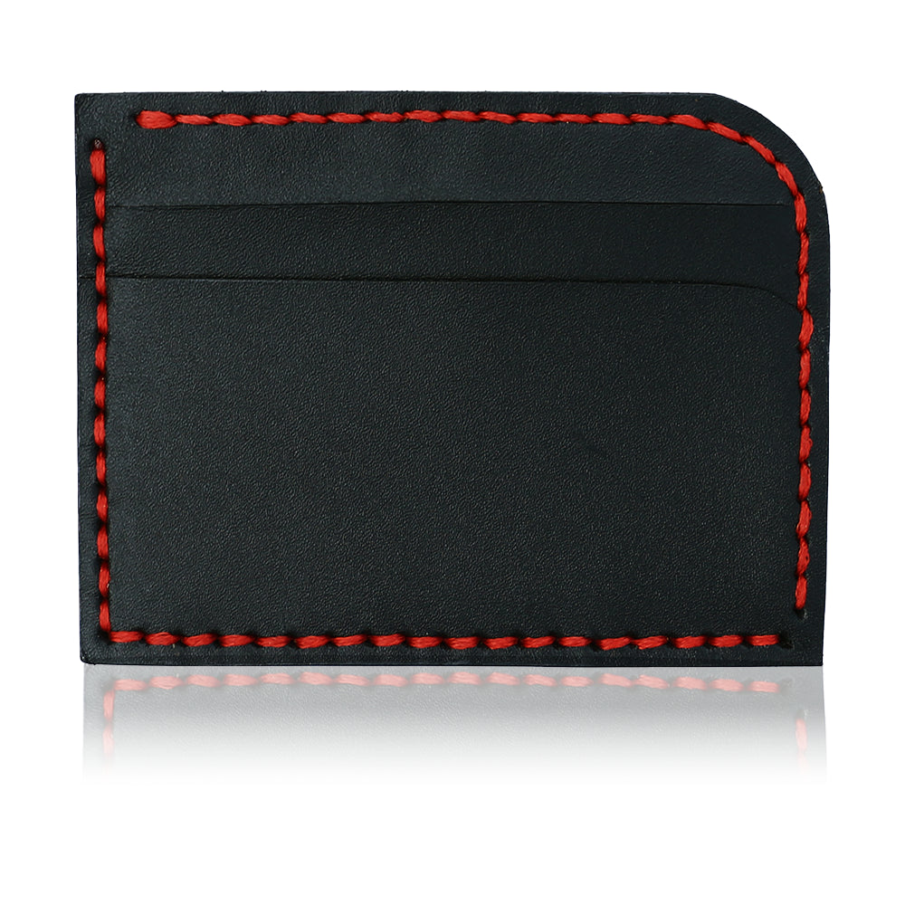 Slim Leather Cardholder Handmade for Front Pocket Black