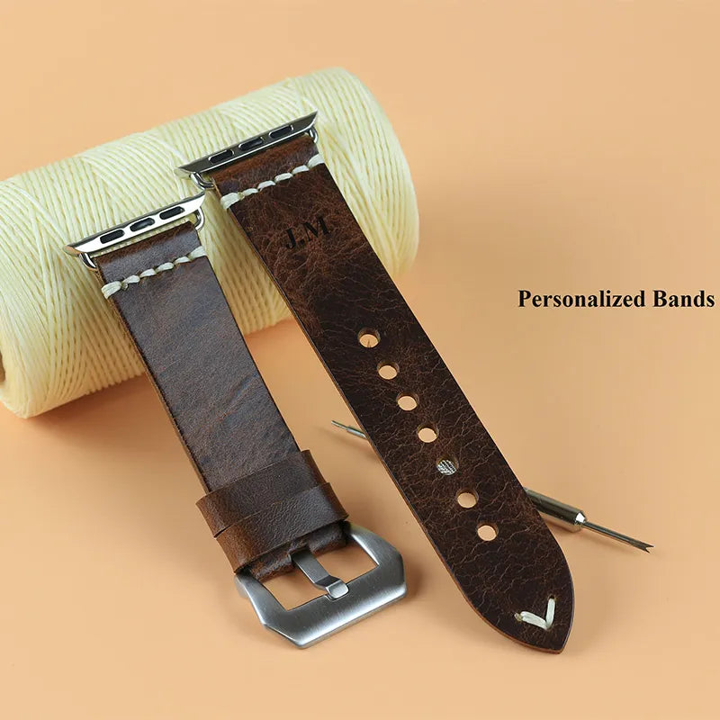 Dark Brown Leather Apple Watch Band