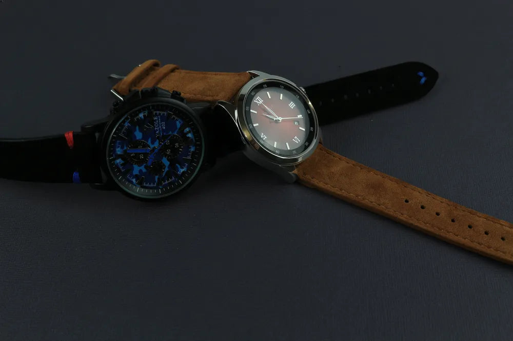 A perfect display of Brown and black Watch Strap Suede Quick Release