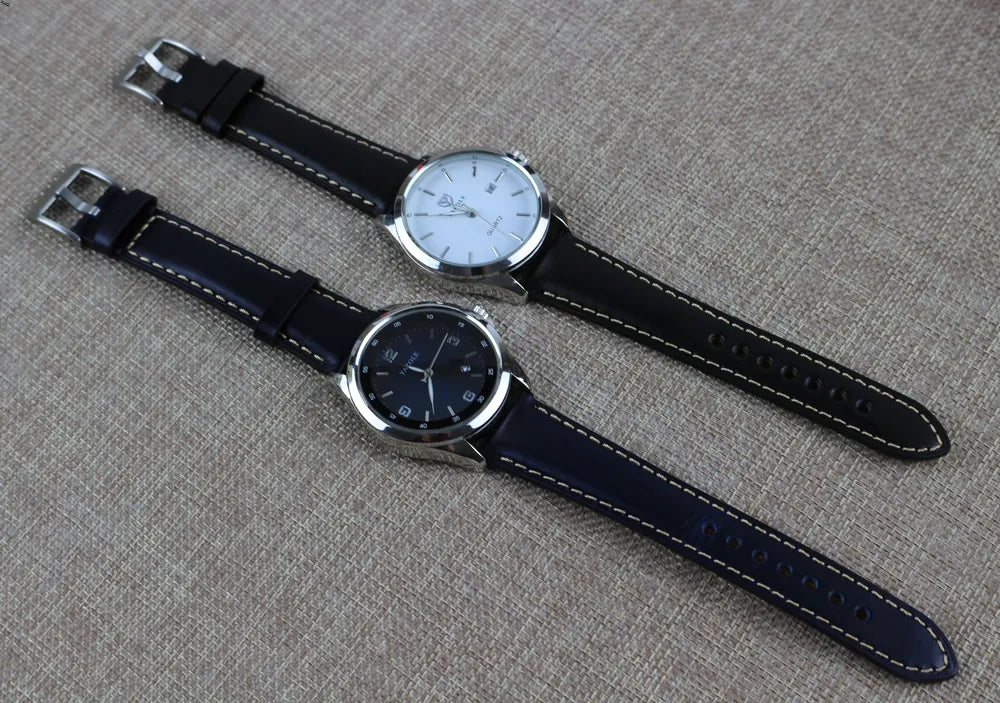 Combination of Navy Blue and black Chromexcel Leather Watch Straps