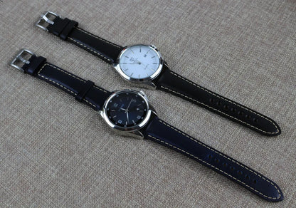 Combination of Navy Blue and black Chromexcel Leather Watch Straps