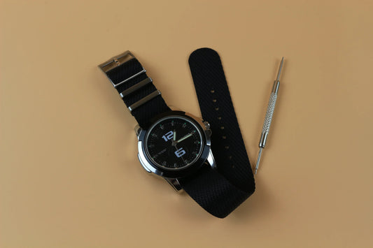 Solid Black Single Pass Nylon Watch Strap