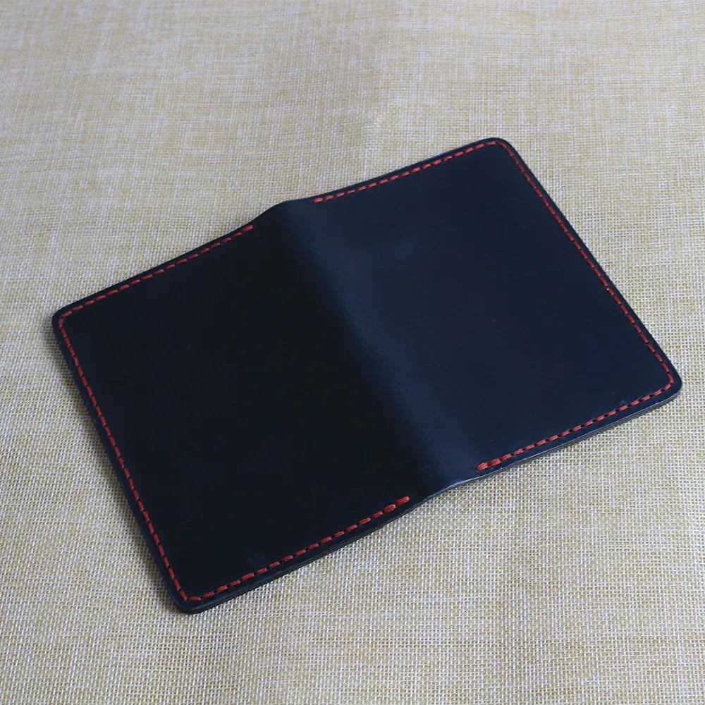 Handmade Black Leather Travel Wallet