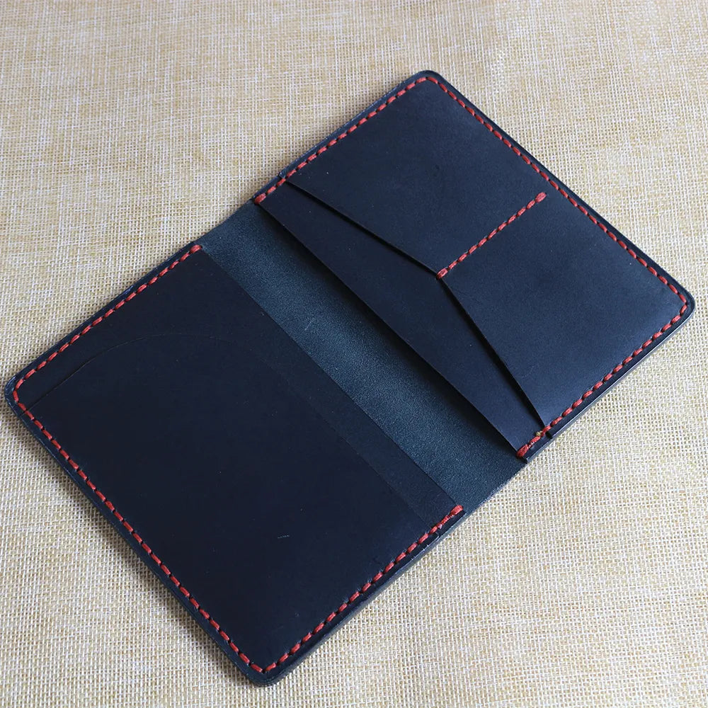 Handmade Black Leather Travel Wallet