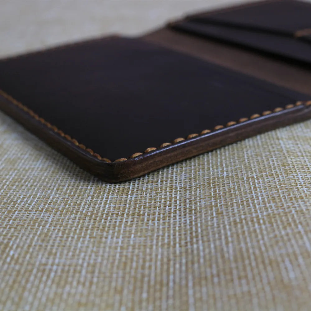Handmade Dark Brown Leather Travel Wallet
