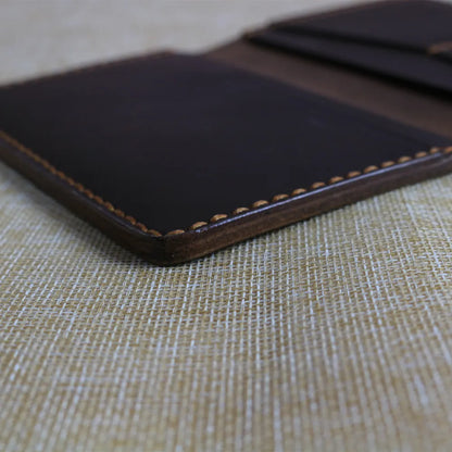 Handmade Dark Brown Leather Travel Wallet