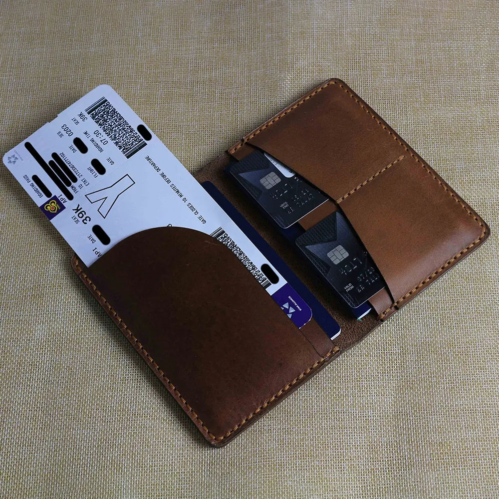 Handmade Brown Leather Travel Wallet